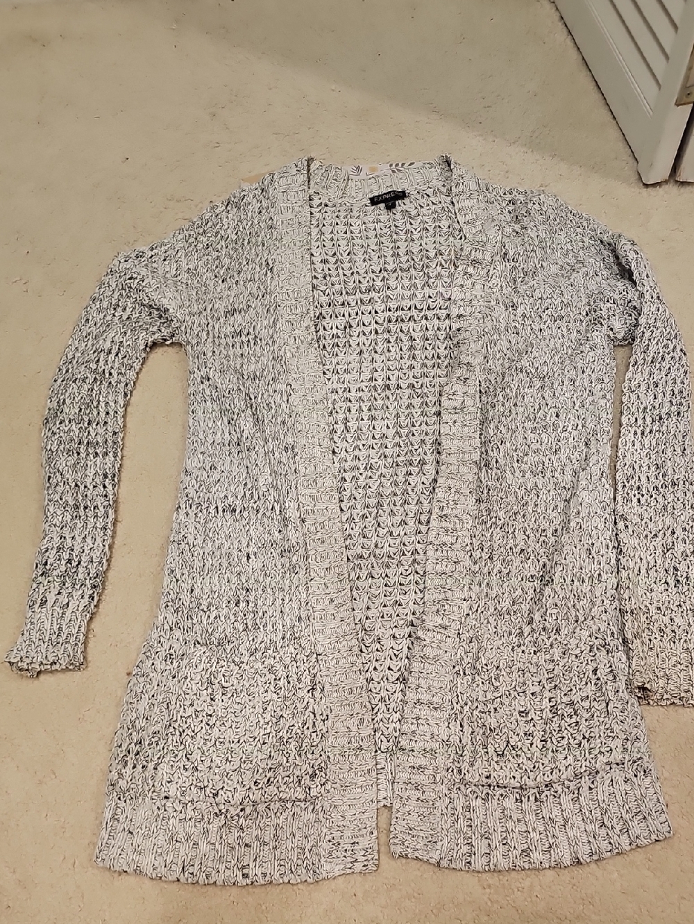 Cozy Open-Front Marled Gray Cardigan Sweater